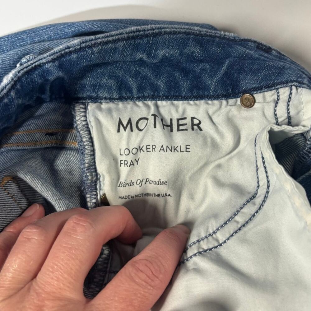 MOTHER Looker Ankle Fray Jeans Size 25 Medium Wash Skinny Birds of Paradise - Picture 9 of 9
